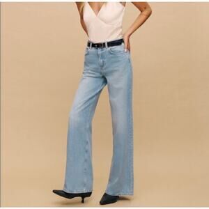 Reformation Jeans Cary High Rise Slouchy Wide Leg Jeans Light Bowen 31 Baggy